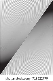 Minimal grey scale A4 cover design. Halftone blend vector diagonal lines or stripes business background. Vertical simple cover for presentation, network or computer technology clean poster background.