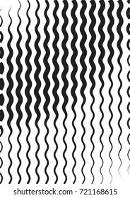 Minimal grey scale A4 cover design. Halftone vector vertical wavy lines of different thickness zigzag, modern business background. Vertical simple cover for presentation, tech clean background.
