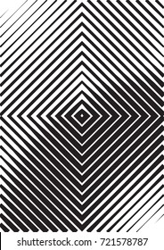 Minimal grey scale A4 cover design. Halftone vector concentric squares, spiral lines, modern business background. Vertical simple cover for presentation, network, computer technology clean background.