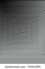 Minimal grey scale A4 cover design. Halftone vector concentric squares, spiral lines, modern business background. Vertical simple cover for presentation, network, computer technology clean background.