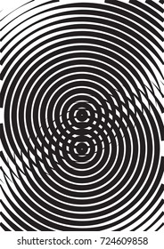 Minimal grey scale A4 cover design. Halftone vector concentric circles, spiral lines, modern business background. Vertical simple cover for presentation, network, computer technology clean background.