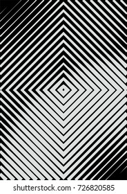 Minimal grey scale A4 cover design. Halftone vector concentric squares, spiral lines, modern business background. Vertical simple cover for presentation, network, computer technology clean background.