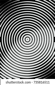 Minimal grey scale A4 cover design. Halftone vector concentric circles, spiral lines, modern business background. Vertical simple cover for presentation, network, computer technology clean background.