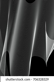 Minimal grey scale cover design. Halftone vector wavy diagonal lines or stripes A4 business background. Vertical simple cover for presentation, network or computer technology clean poster background.