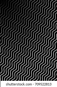 Minimal grey scale cover design. Halftone vector wavy diagonal lines or stripes A4 business background. Vertical simple cover for presentation, network or computer technology clean poster background.