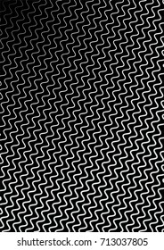Minimal grey scale cover design. Halftone vector wavy diagonal lines or stripes A4 business background. Vertical simple cover for presentation, network or computer technology clean poster background.