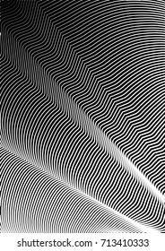 Minimal grey scale cover design. Halftone vector wavy diagonal lines or stripes A4 business background. Vertical simple cover for presentation, network or computer technology clean poster background.