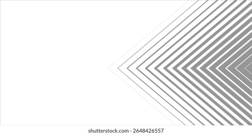 Minimal Grey and White Background with Arrow Pointing Right. Striped Transition from Black Lines to White Abstract Solid Lines. Simple Pattern.