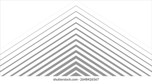 Minimal Grey and White Background with Arrow Pointing Right. Striped Transition from Black Lines to White Abstract Solid Lines. Simple Pattern.