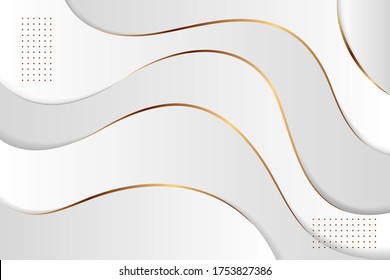 Minimaler grauer und weißer Farbverlauf-Hintergrund. Liquid Wave Style Konzept. Einfache kreisvektorgrafik-Muster. Goldgradientenlinie auf der äußeren Schwelle. 