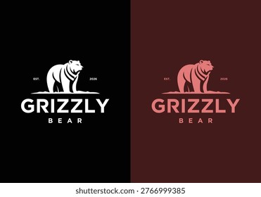 Minimal Grizzly Bear Logo Vector Illustration