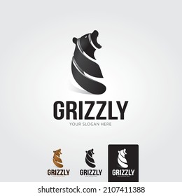 minimal grizzly logo template - vector illustration