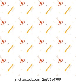 Mínimo aliciamento padrão sem emenda com tesouras, pentes, minúsculos pontos para têxteis e embalagem