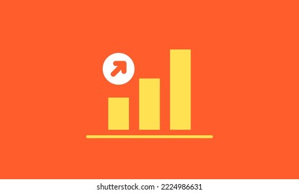 Minimal growing bars chart with arrow up icon, Growth business success