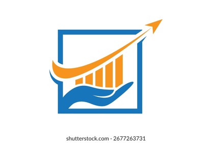 Flecha de crecimiento mínimo dentro del diseño de logotipo cuadrado para la Plantilla de iconos de finanzas