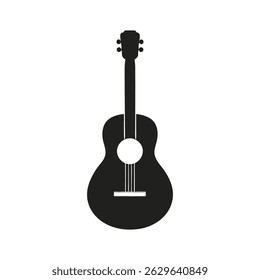Minimal Guitar Silhouette Vector Icon – Simple Music Instrument Symbol on White Background