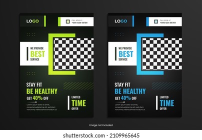 Minimal Gym Fitness Poster And Flyer Design Set