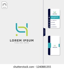 minimal H stylish initial logo template vector illustration, free business card design template