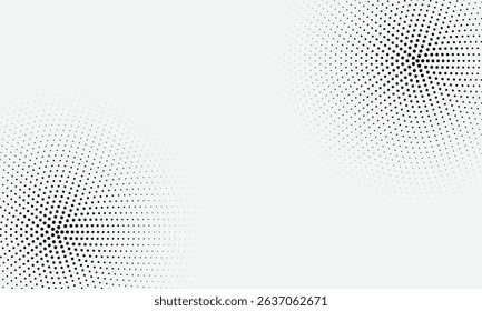Minimal halftone background with black dotted radial burst effects on a white canvas. Ideal for comic-style designs, abstract tech layouts, or creative digital artwork with retro flair.