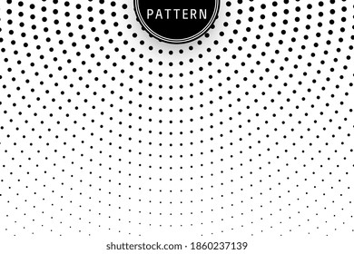 Minimal halftone circular frame background. Halftone dotted background. Geometric circular dot pattern background. Black circular border using halftone dots texture. Vector illustration.