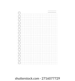 Minimale Notizbuchseite mit Halbtonpunkt und Spiralbindung und Rasterlayout. Abstrakter schwarz-weißer Papierhintergrund für Notizen, Planung, Bildung und moderne Designvorlagen.