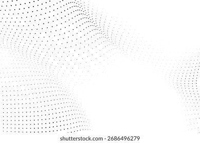 Minimal halftone dotted wave abstract background for website header poster banner print template and modern branding presentation use in white tone