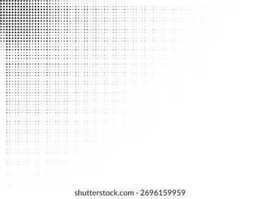 Efecto de desvanecimiento de semitono mínimo con esquina de degradado punteada suave, fondo abstracto de textura en blanco y negro, diseño digital elegante para imágenes geométricas modernas