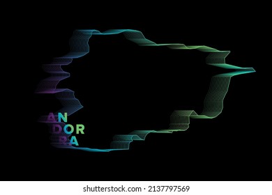Gradientes mínimos de semitono Afiche de mapa de Andorra perfecto para logotipos, plantillas de medios sociales, pancartas y camisetas