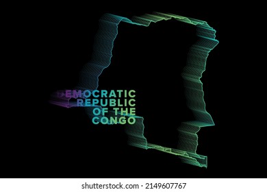 Minimal Halftone Gradients Democratic Republic of the Congo Map Poster perfect for Logo, Social Media Template, Banner, and T-Shirt