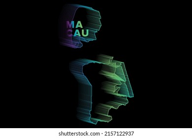 Minimal Halftone Gradients Macau Map Poster perfect for Logo, Social Media Template, Banner, and T-Shirt