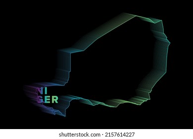Afiche de mapa nigerino mínimo de media tonalidad para graduados perfecto para logotipo, plantilla de medios sociales, pancarta y camiseta