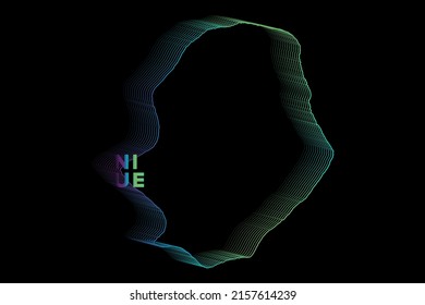 Minimal Halftone Gradients Niue Map Poster perfekt für Logo, Social Media Template, Banner und T-Shirt