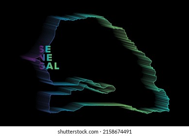 Gradientes mínimos de semitono Afiche de mapa de Senegal perfecto para logotipo, plantilla de medios sociales, pancarta y camiseta