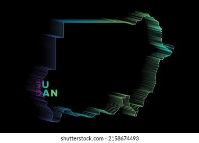 Gradientes mínimos de semitono Afiche del mapa de Sudán perfecto para logotipo, plantilla de medios sociales, pancarta y camiseta