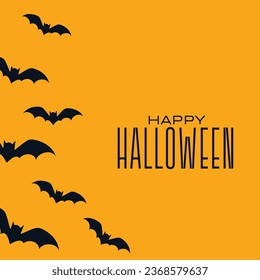 Minimal Halloween Background with Bats. Halloween Card, Poster, Vector Illustration