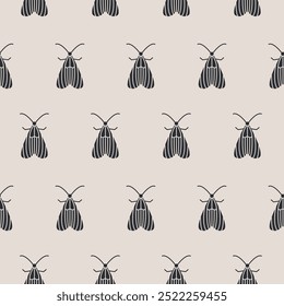 Minimal Halloween background with Butterfly moth. Seamless pattern