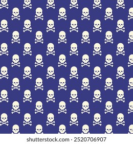 Minimal Halloween background with skulls and crossbones. Seamless pattern