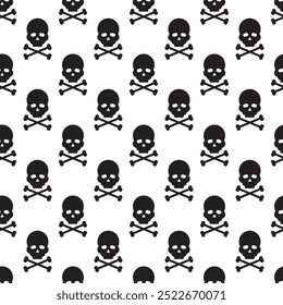 Minimal Halloween background with skulls and crossbones. Seamless pattern