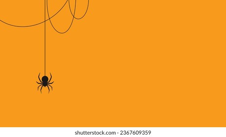 Minimal Halloween Background with Spider and Cobweb. Vector Illustration