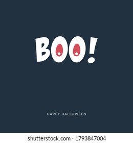 Minimal halloween card vector template with funny message. Holiday poster in simple style. Eps10 illustration.