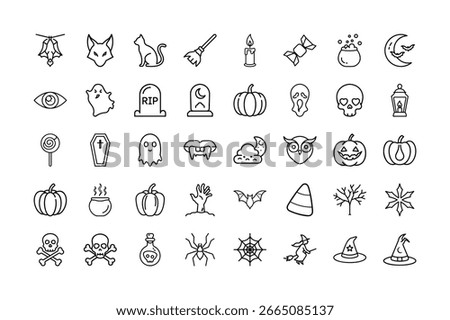Minimal Halloween Icons Vector Set