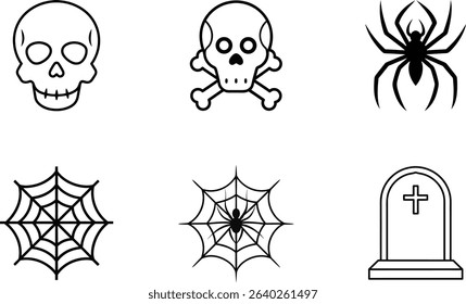 Minimal Halloween Line Drawing Collection.