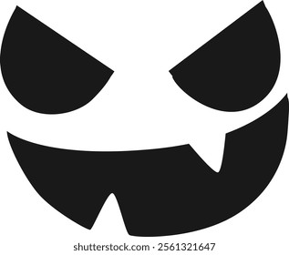 Minimal halloween pumpkin carving stencil representing a spooky face with sharp teeth, perfect for creating a scary atmosphere during the holiday season