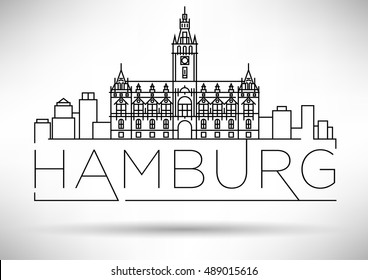 Minimal Hamburg City Linear Skyline with Typographic Design