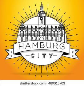 Minimal Hamburg City Linear Skyline with Typographic Design