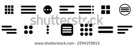 Minimal hamburger menu icon simple three-line navigation symbol for UI-UX, mobile apps, website menus, digital interfaces, and responsive web design elements in a clean and modern vector style.