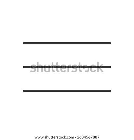 Minimal Hamburger Menu Icon. Three Line Navigation Symbol
