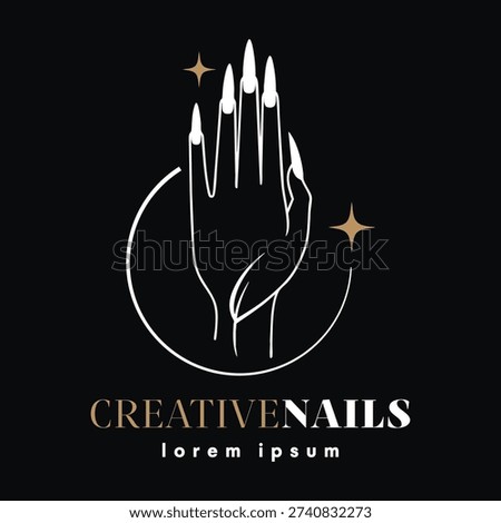 A minimal hand creative nails logo design