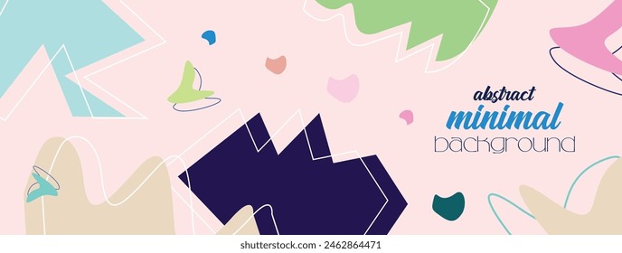 Diseño de fondo de Anuncio Abstractas dibujado a mano mínimo con arte de línea natural y floral. Patrón geométrico dibujado a mano Forma orgánica Fondo de estilo de Memphis para redes sociales Post Cover Imprimir Fondo de pantalla