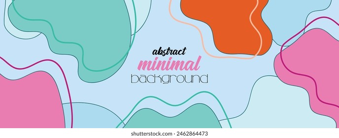 Minimal Hand Drawn Abstract Banner Background Design with Natural and Floral Line Art. Hand Drawn Geometric Pattern Organic Shape Memphis Style Background for Social Media Post Cover Print Wallpaper